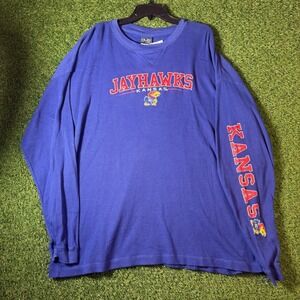 Kansas Jayhawks Thermal‎ Long Sleeve Shirt 4X OVB Blue NCAA Big Logo
